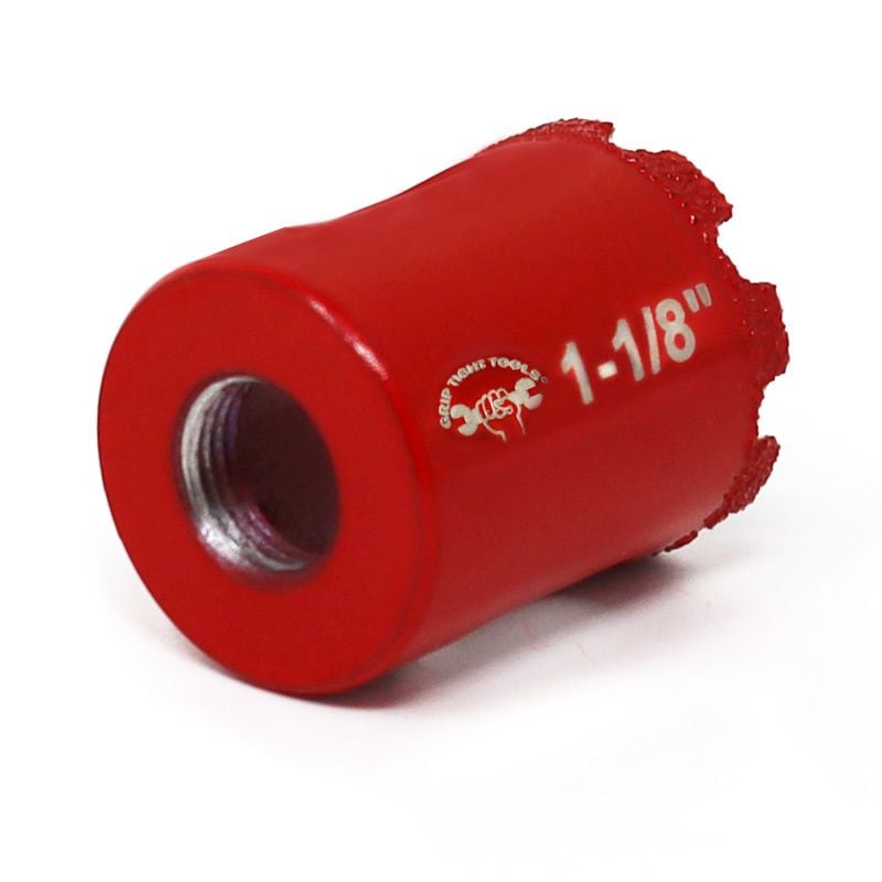 1-1/8" Diamond Brazed Hole Saw, Diamond Grits, Premium Brazing Technology, Red Color
