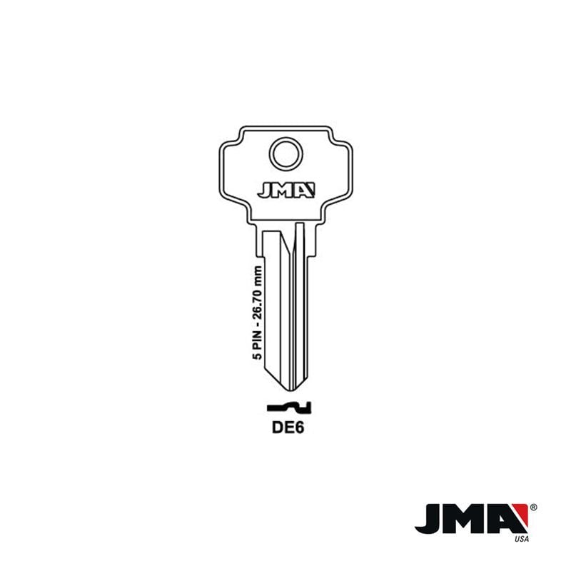50 Keys DE6 Brass Key Blanks, Wholesale DE6 Key Blanks, JMA DE6 Key