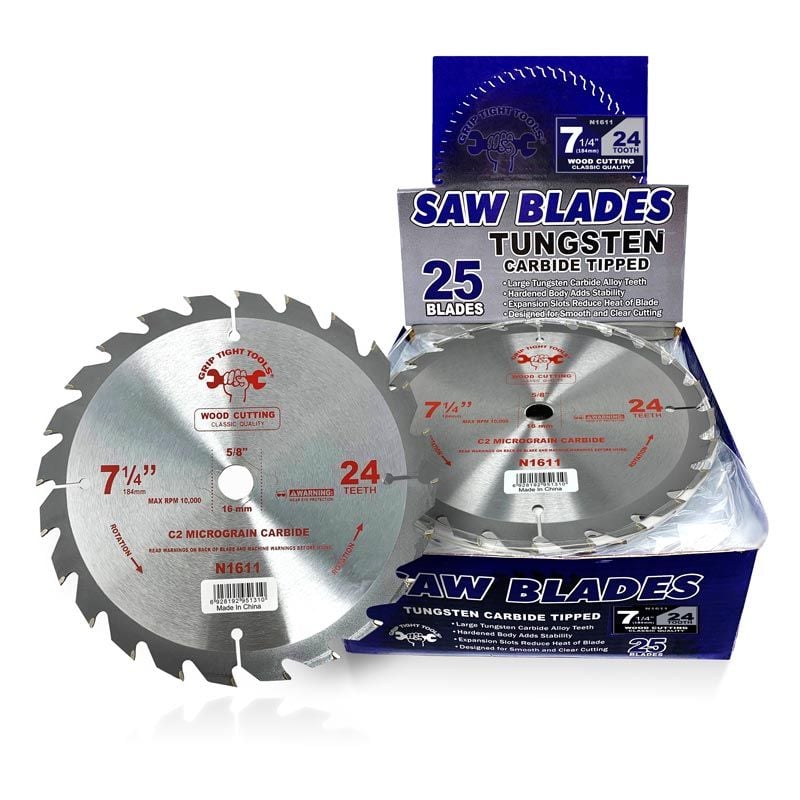 7-1/4" Classic Circular Saw Blade C2 Carbide, Wood Cutting 24T, Blade Thickness 1.4 mm, Tungsten Carbide tip