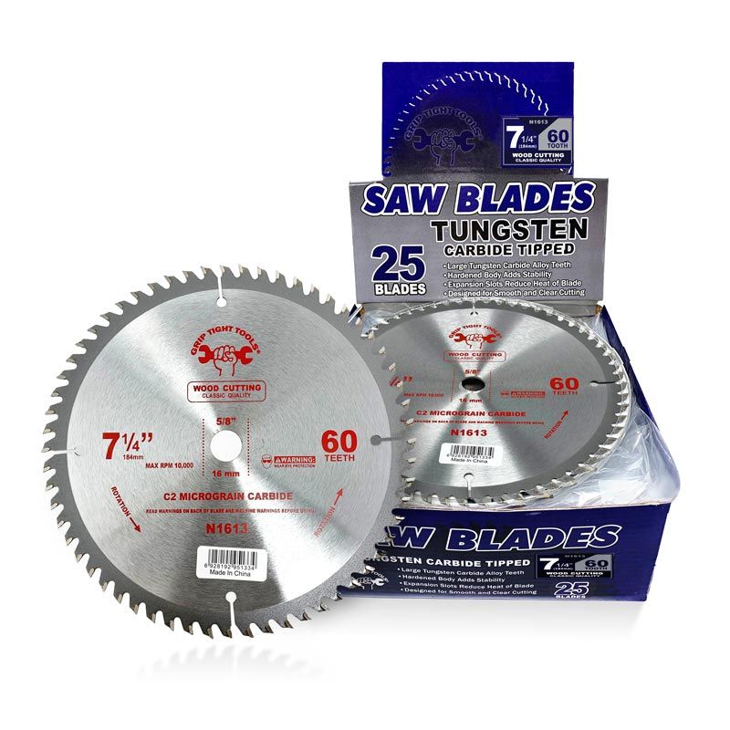 7-1/4 In. Classic Wood Cutting Circular Saw Blade 60T, Blade Thickness 1.4 mm, Tungsten Carbide tip, Top Quality C2 Carbide