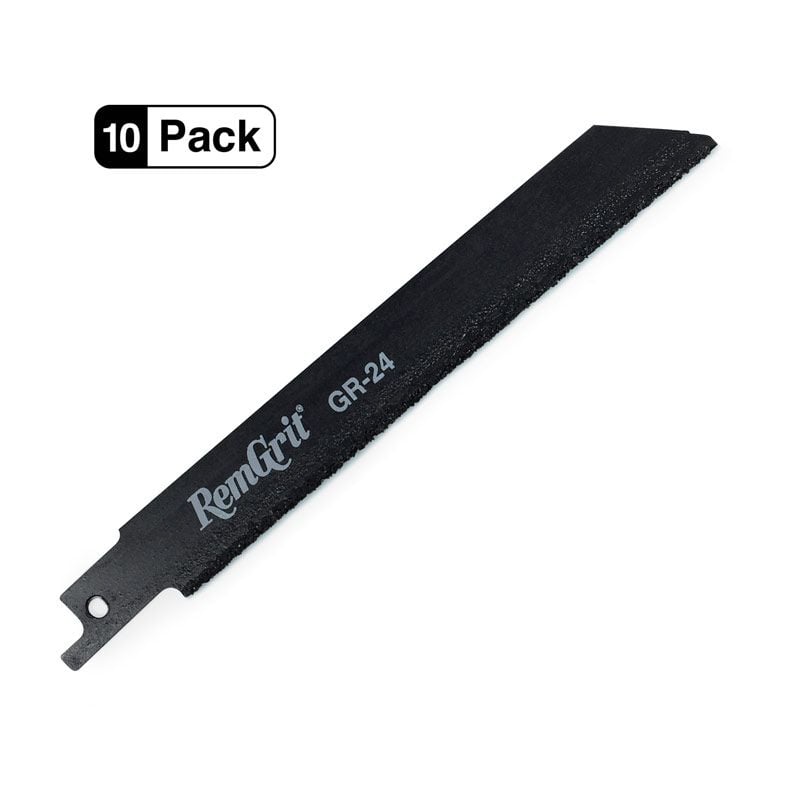 6" Carbide Grit Reciprocating Saw Blade, 10 Pack, Coarse Grit, 1/2" Shank, Tungsten Carbide Grit Edge