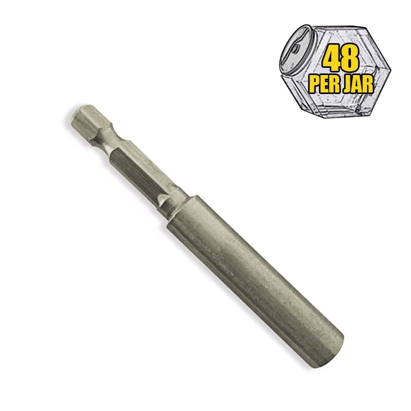 Professional 3-Inch Magnetic Bit Holder, Solid Stainless Steel, One-Piece Design, 1/4" Shank, Depth Setting Bit, 48 PC Display Jar
