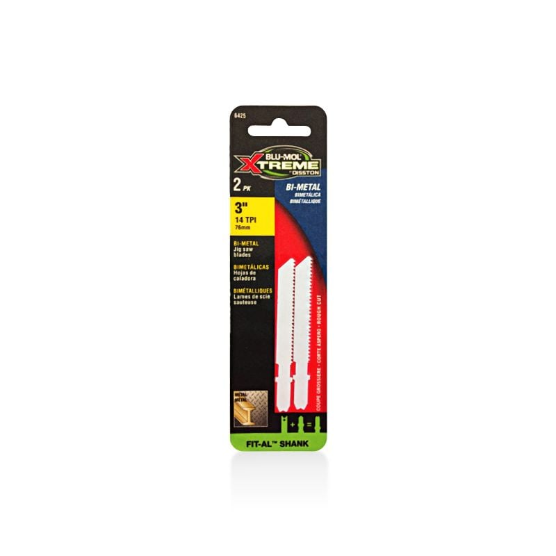 3″ X 14TPI Xtreme Bi-Metal Jig Saw Blades, 2 Pack, Blu-Mol, U-Shank, T-Shank