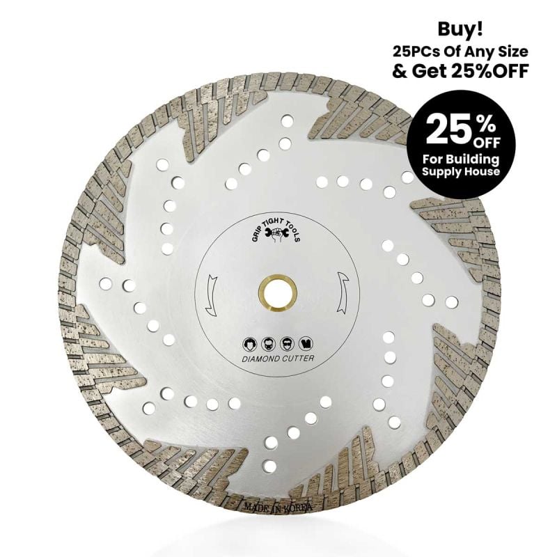10 In. Premium Deep Turbo Cut Diamond Blade, Cutting Diamond Blade, Highest Performance, Aggressive Cutting, Sliver Color