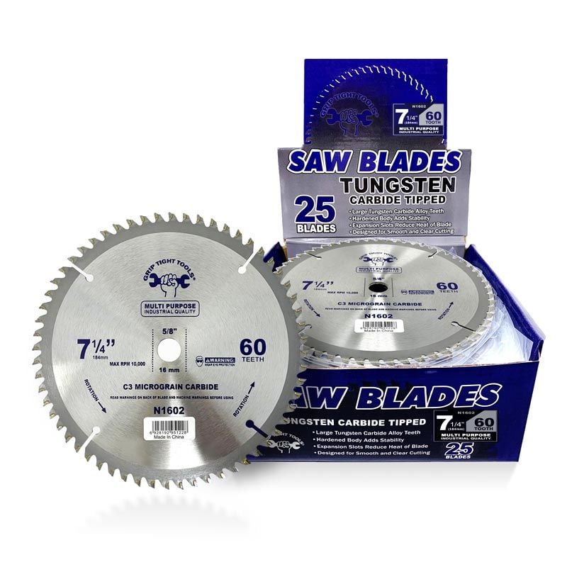 7-1/4 In. Professional Circular Saw Multi-Purpose Blade 60T, Blade Thickness 1.4 mm, Tungsten Carbide tip, Top Quality C3 Carbide