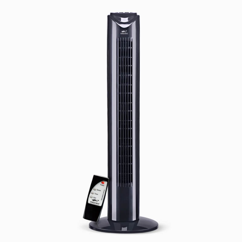 32" Oscillating Tower Fan, 3 Speed Control with Remote and Timer, Black, by Proaira