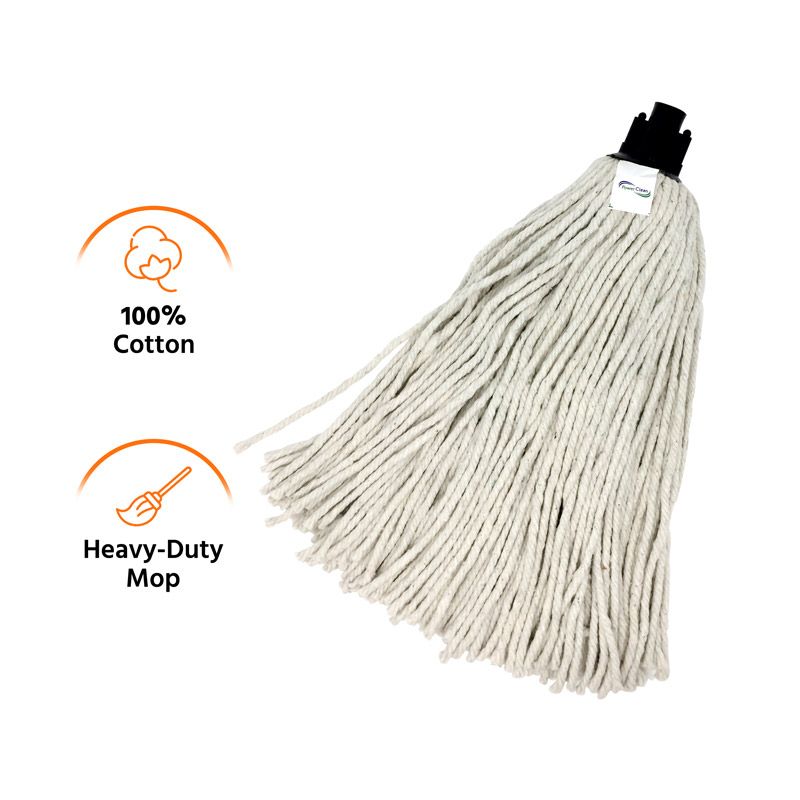 8.1oz Cotton Deck Mop Refill #12, High Impact Plastic Head, Heavy-Duty Weight Mop, 100% Cotton
