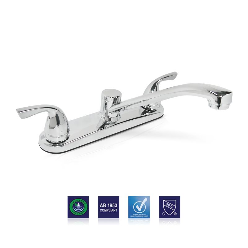 Kitchen Faucet, 2 Lever Handle, Chrome Finish, Washerless Cartridge, Plumb Tech, Delta Style Stem