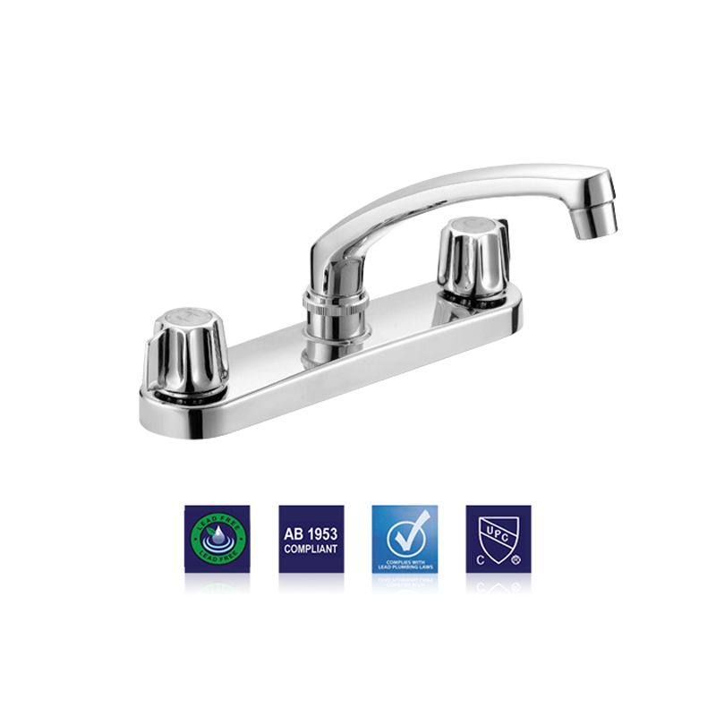Kitchen Faucet, Two Handle, Chrome Finish, Plumb Tech, Gerber Style Stem, Brass Body, Brass Shanks