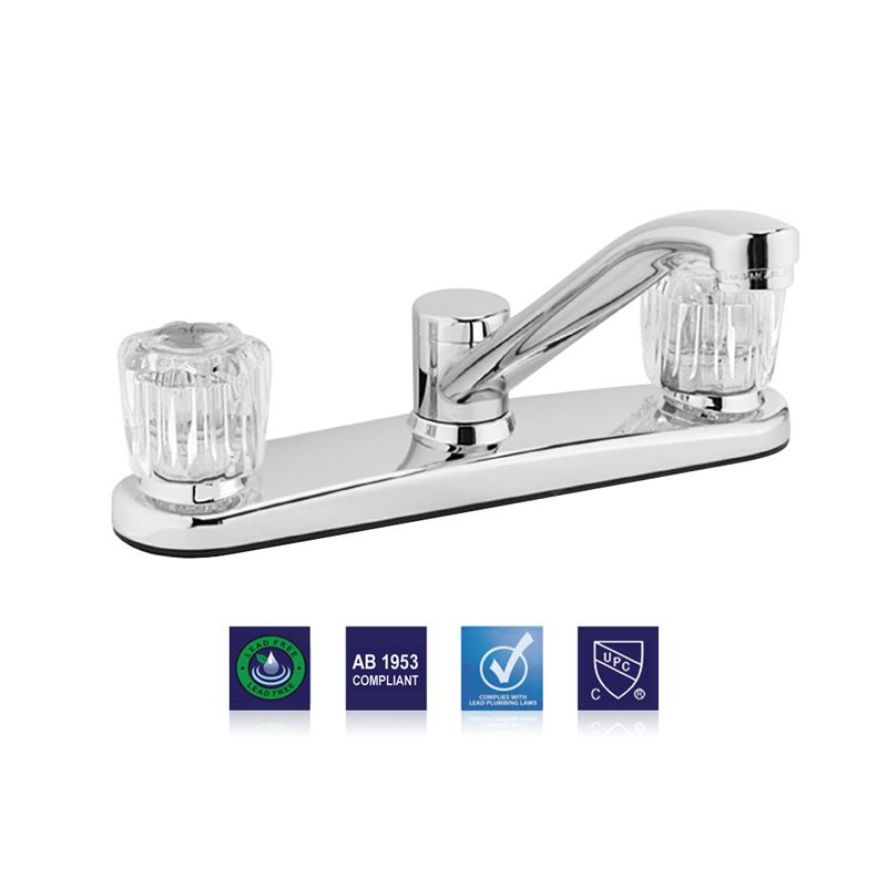 Kitchen Faucet, Two Handle, Chrome Finish, Plumb Tech, Delta Style Stem, ABS Handle
