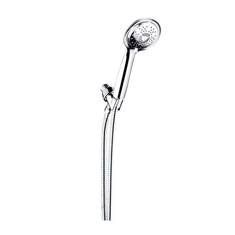 3 Color LED Water Temperature Hand Shower, 1.8 GPM Flow Restrictor, 4 Functions, Massager, Holder, Stainless Steel Hose, Chrome Plated, Plumb Tech