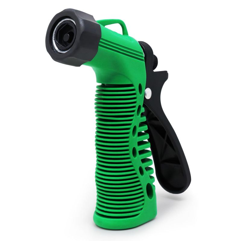 Garden Hose Nozzle, Insulated, Heavy Duty, Threaded End, Soft Comfortable Grip, Green Color