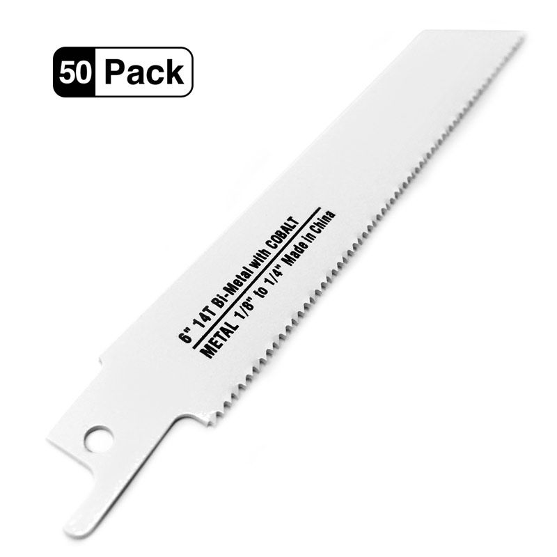 6″ X 14TPI Bi-Metal Reciprocating Saw Blade, 50 Pack, Blu-Mol, Sawzall Blades, 1/2″ Shank