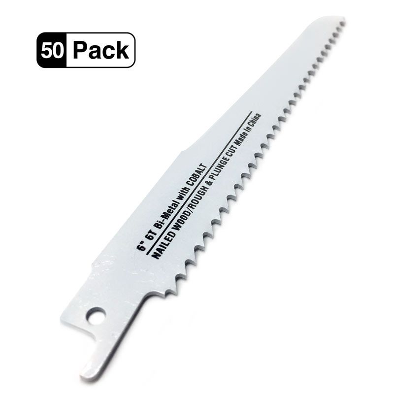 6″ X 6TPI Bi-Metal Reciprocating Saw Blade, 50 Pack, Blu-Mol, Sawzall Blades, 1/2″ Shank