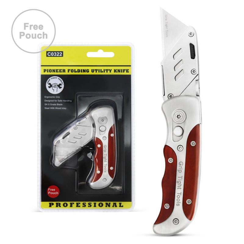 Professional Pioneer Folding Utility Knife, by Grip Tight Tools® 