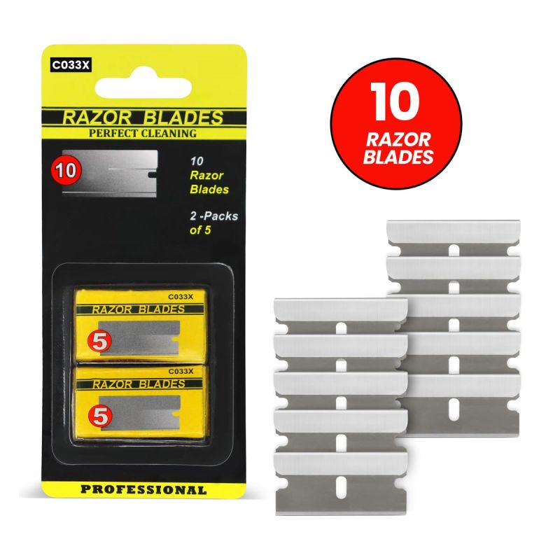 Single Sharp Edge Razor Blades, 2x5 Pack Card, Carbon Steel Construction