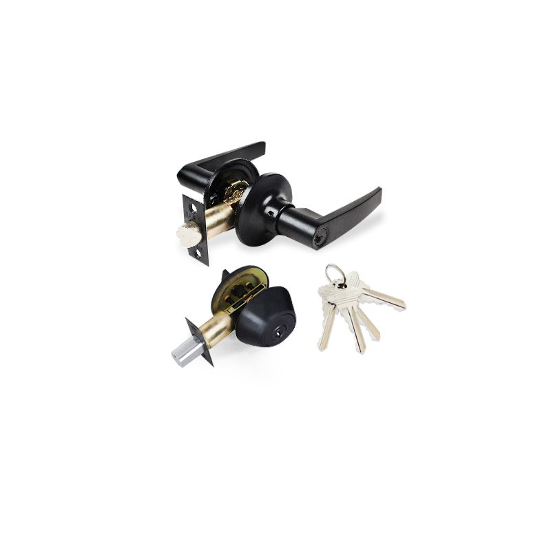 Matte Black Lever Combo Lock Set, Deadbolt Combo Lock Set, 4 SC1 Keyed Alike