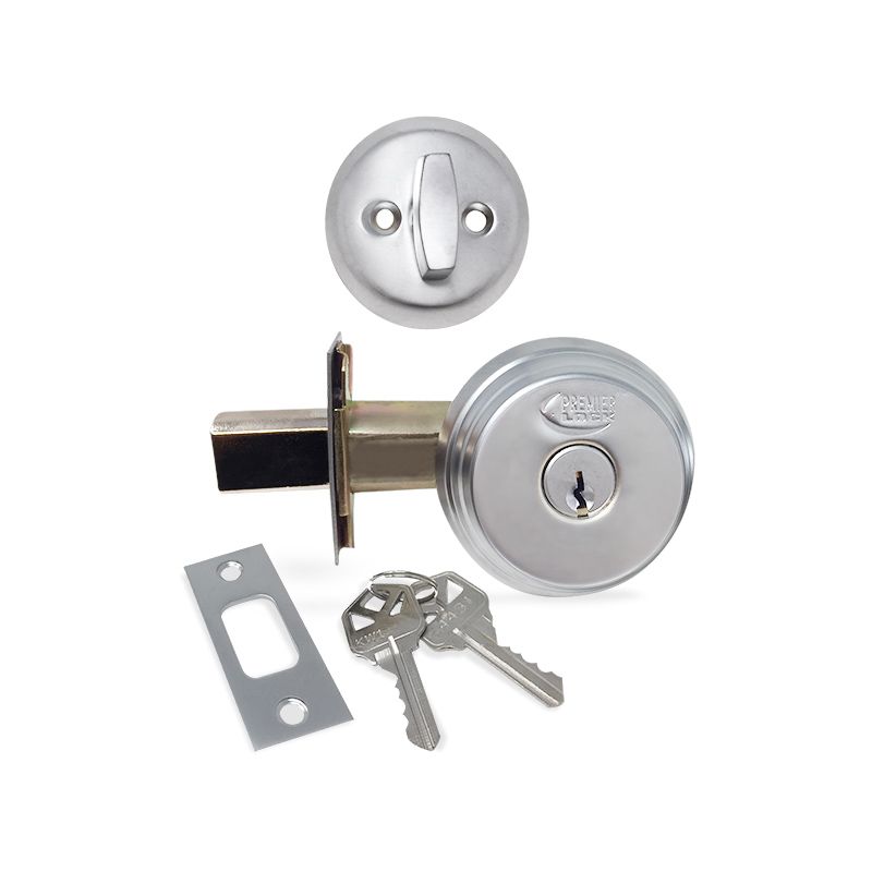 Arrow Style Deadbolt Door Lock, Satin Chrome Deadbolt Door Lock, Single Cylinder Deadbolt, 2 KW1 Keys