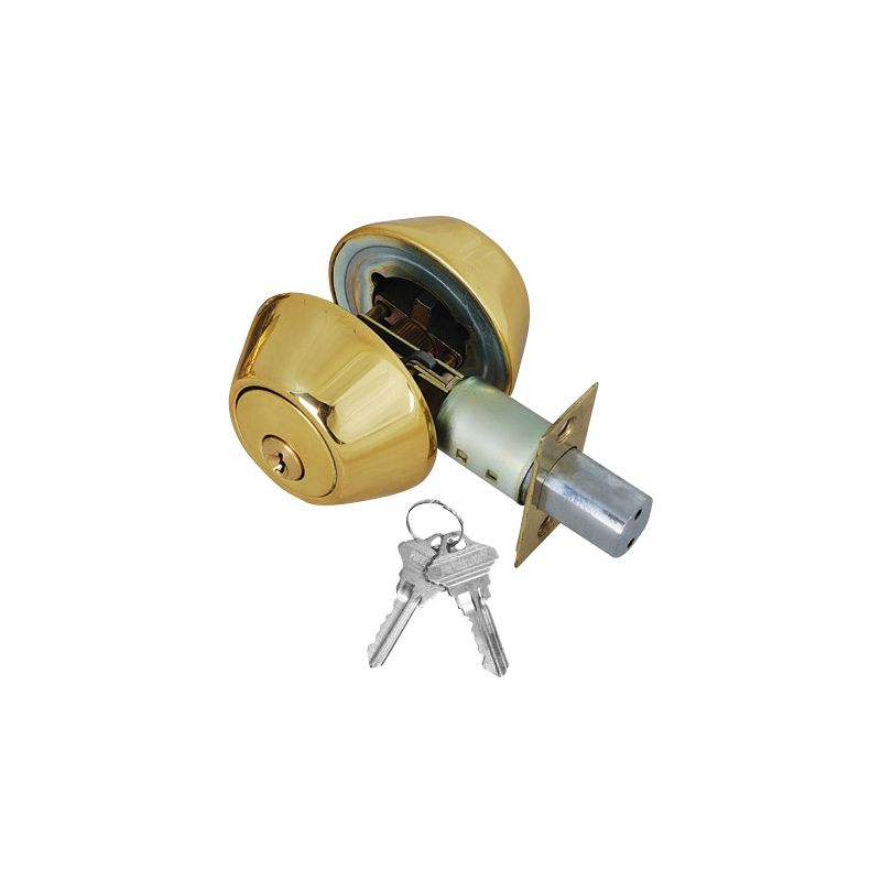Solid Brass Deadbolt Door Lock, Double Cylinder, 2 SC1 Keyed Alike