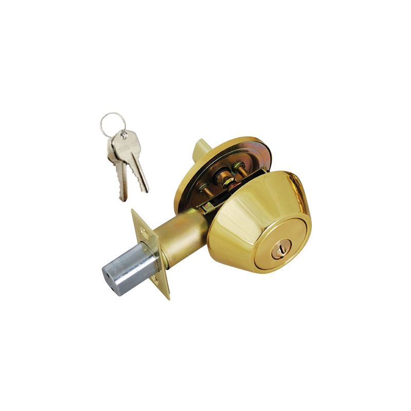 Solid Brass Deadbolt Door Lock, 2 KW1 Keys