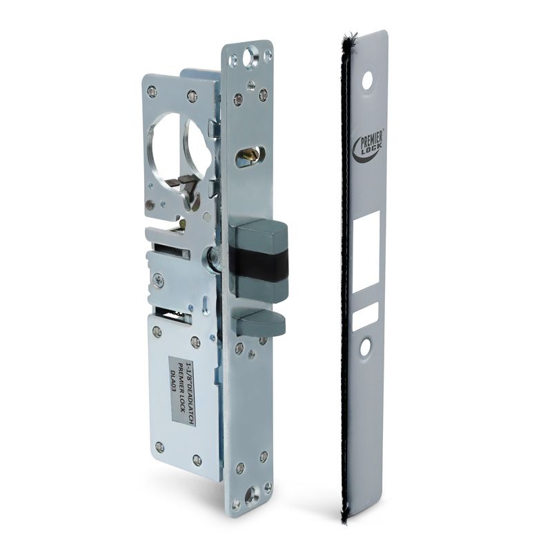 Commercial Storefront Deadlatch Narrow Stile Mortise Lock - 1-1/8'' - Aluminum Finish, by Premier Lock®