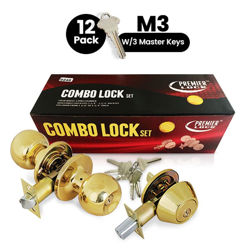 12 Pack M3 Entry Door Knob, Stainless Steel Combo Lock Set, Deadbolt, 6 SC1 Keys