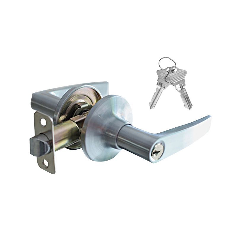 Commercial Duty Entry Door Lever Lock Set, Satin Nickel Entry Door, 2 SC1 Keyed Alike