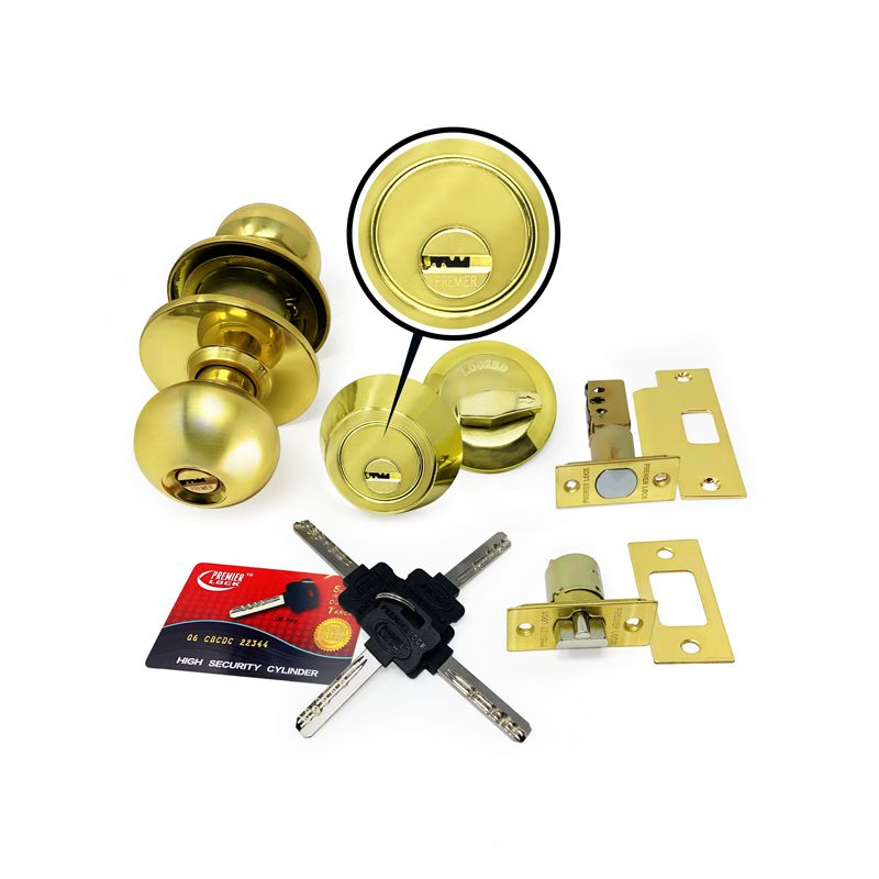 High Security Keyed Combo Lock Set, Brass High Security Lockset, 4 Keys 06 Same Key