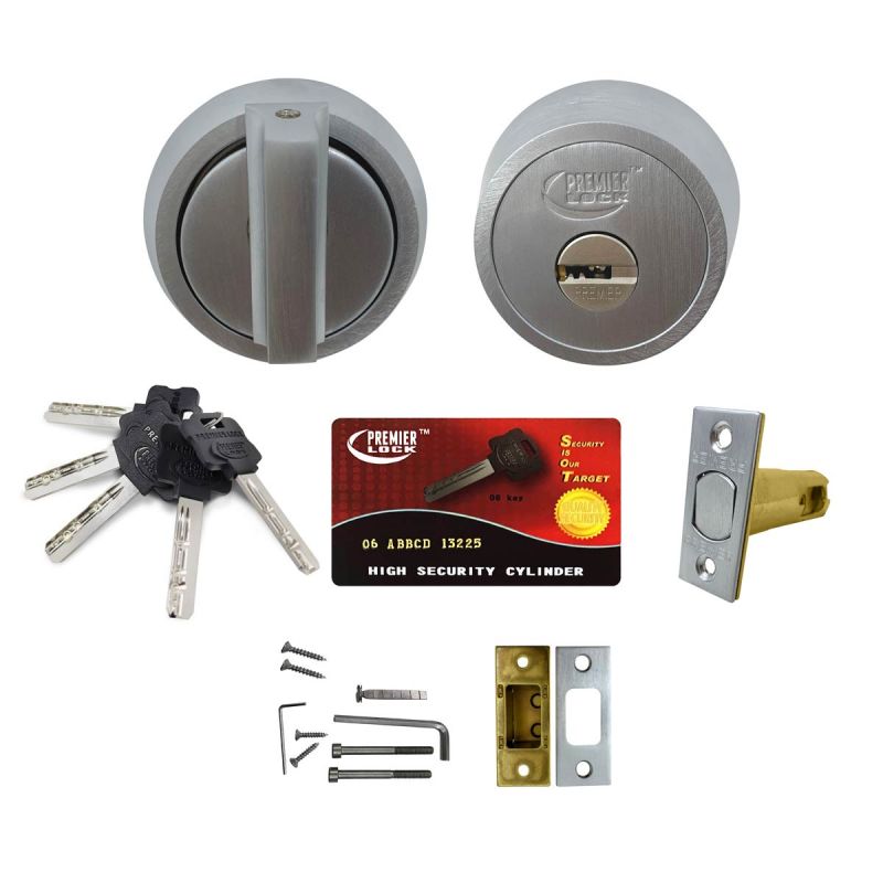 High Security Deadbolt Door Lock, 5 Keys 06, Satin Chrome High Security Deadbolt