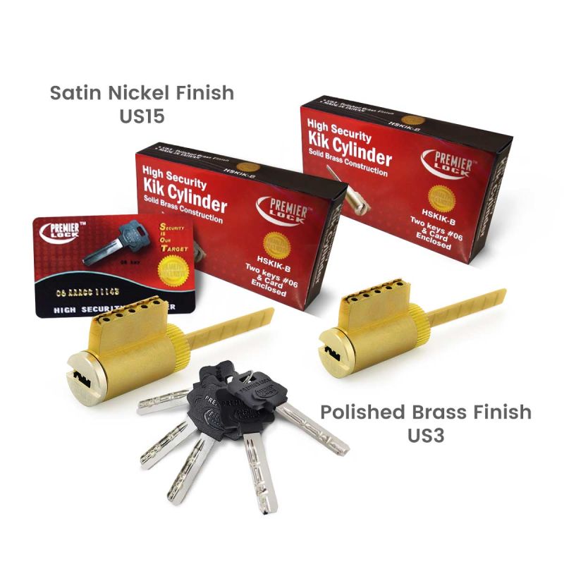 High Security Key In Knob Cylinder, 5 Keys 06, Brass Finish High Security Cylinder, Satin Nickel Finish High Security Cylinder
