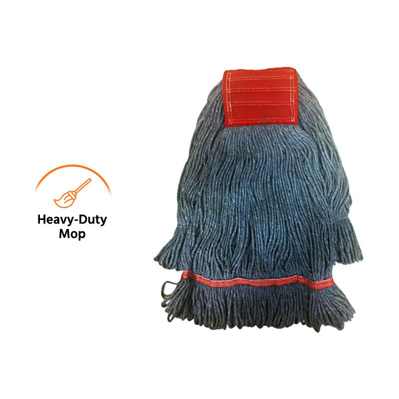 #24 Industrial Wet Mop Head 24oz, Large Wet Mop Head, Blue Looped, Cotton and Synthetic Blend, Looped Yarn, Heavy-Duty Weight Mop
