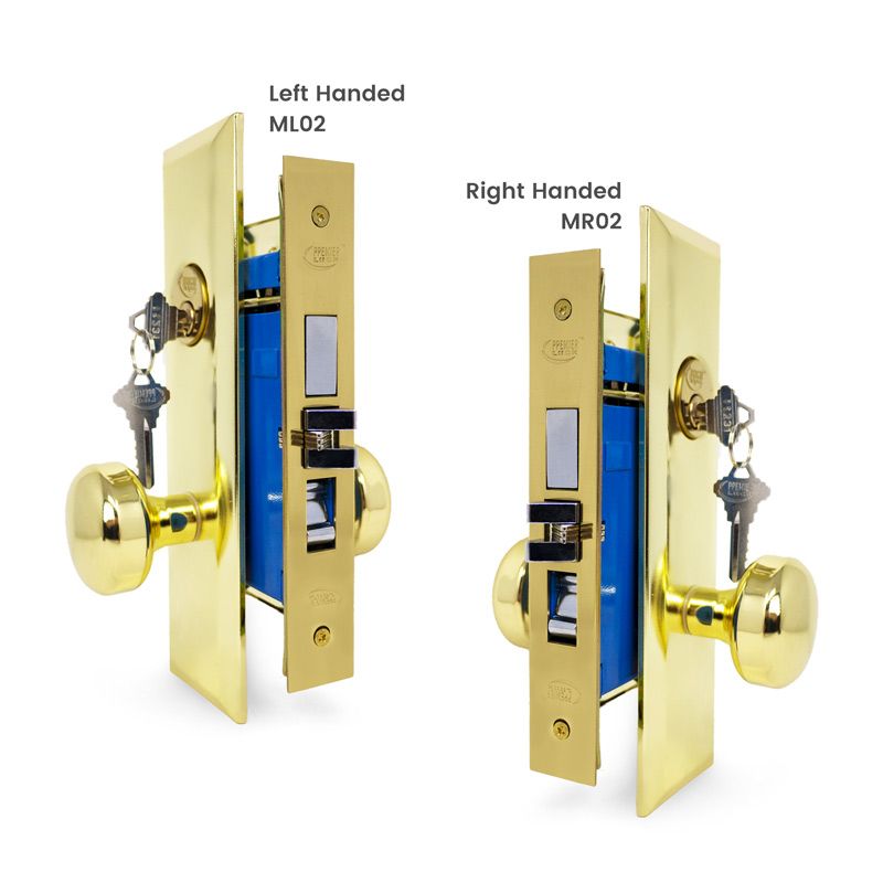 2-3/4” Right Hand Mortise Keyed Door Lock Set, Hex Latch Mortise Lockset, SC1 Keyway, 2-3/4” Left Hand Mortise Keyed Door Lock Set