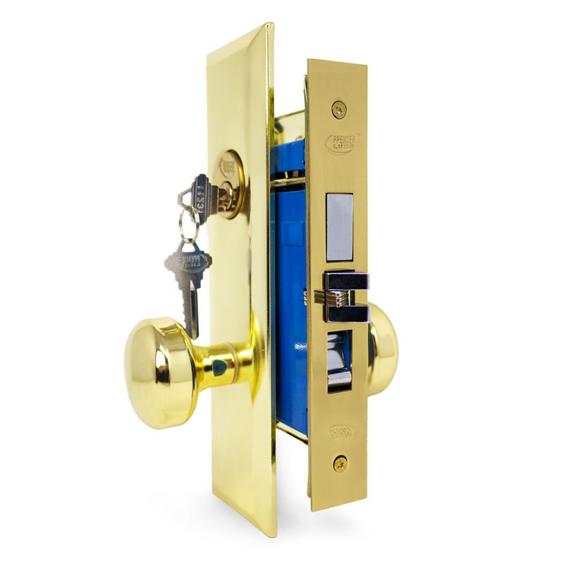 2 1/2” Left Hand Mortise Keyed Door Lock Set, Hex Latch Mortise Lockset, SC1 Keyway
