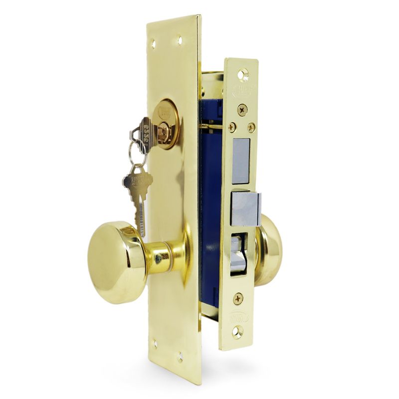 2 1/2” Mortise Gate Lockset Stain Chrome, Left Hand, SC1 Keyway, Spindle Mortise Lockset 