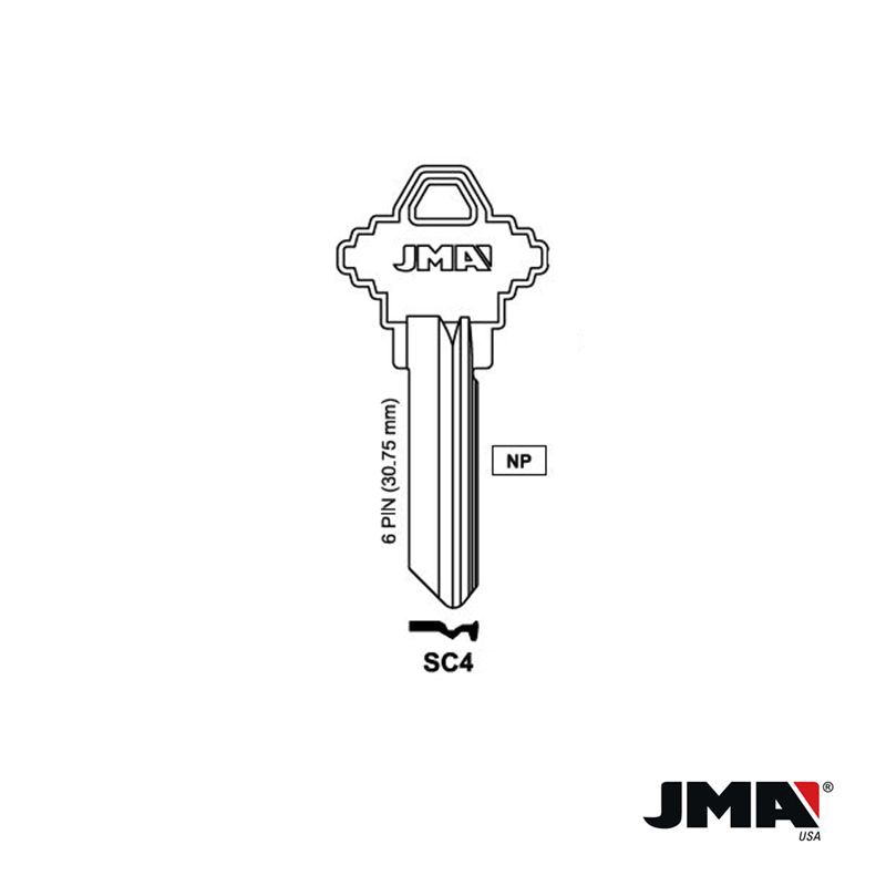 250 Keys SC4 Nickel Key Blanks, Wholesale SC4 Key Blanks, JMA SC4 Key