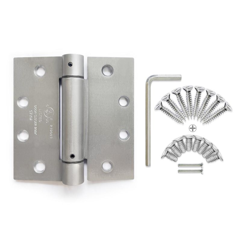 Commercial Template Spring Loaded Hinges 4-1/2" X 4-1/2", Dull Chrome, Adjustable Closing Speed - 3 PCs Per Box, by Grip Tight Tools®