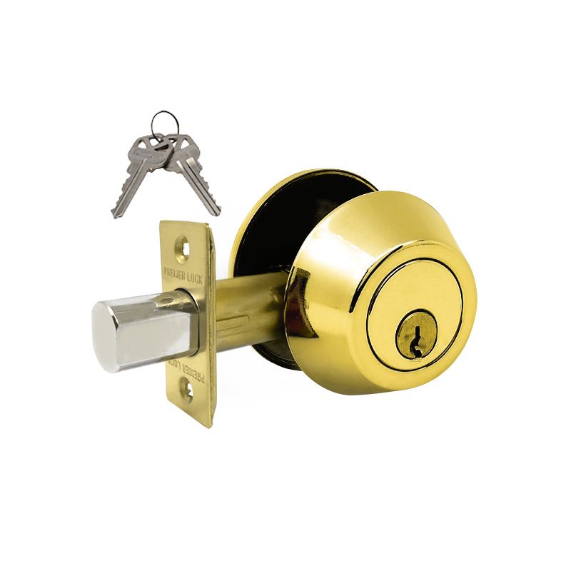 Brass Deadbolt Door Lock Grade 3, 2 KW1 Keyed Alike