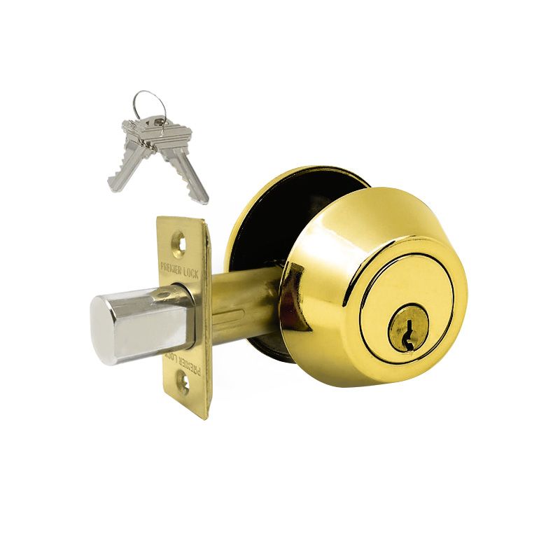 Brass Deadbolt Door Lock Grade 3, 2 SC1 Keyed Alike