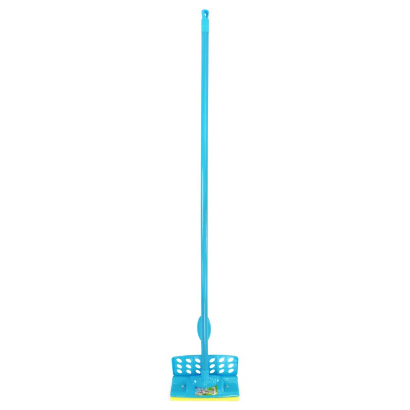 Cellulose Sponge Mop, All-Purpose, 4' PVC Coated Wooden Handle, Plastic Ringer, Rotary Hook, Power Clean