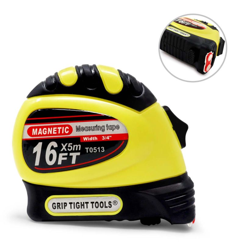 16FT X 3/4" Magnetic End Hook Tape Measure, Yellow Magnetic Tape Measure