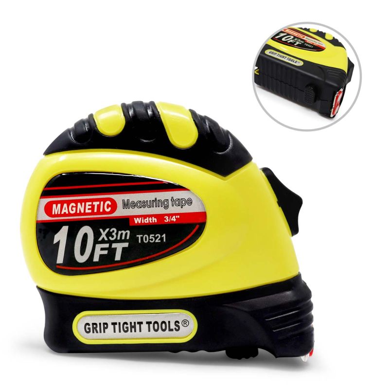 10FT X 3/4" Magnetic End Hook Tape Measure, Yellow Magnetic Tape Measure