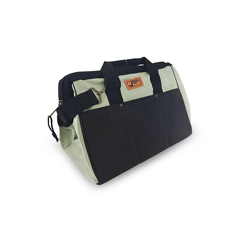 Large Size Tool Bag, 16" X 11" X 11", 2 Jumbo Pockets, 3 Medium Pockets, 12 Screwdriver Pockets, Adjustable Shoulder Strap, Nylon 