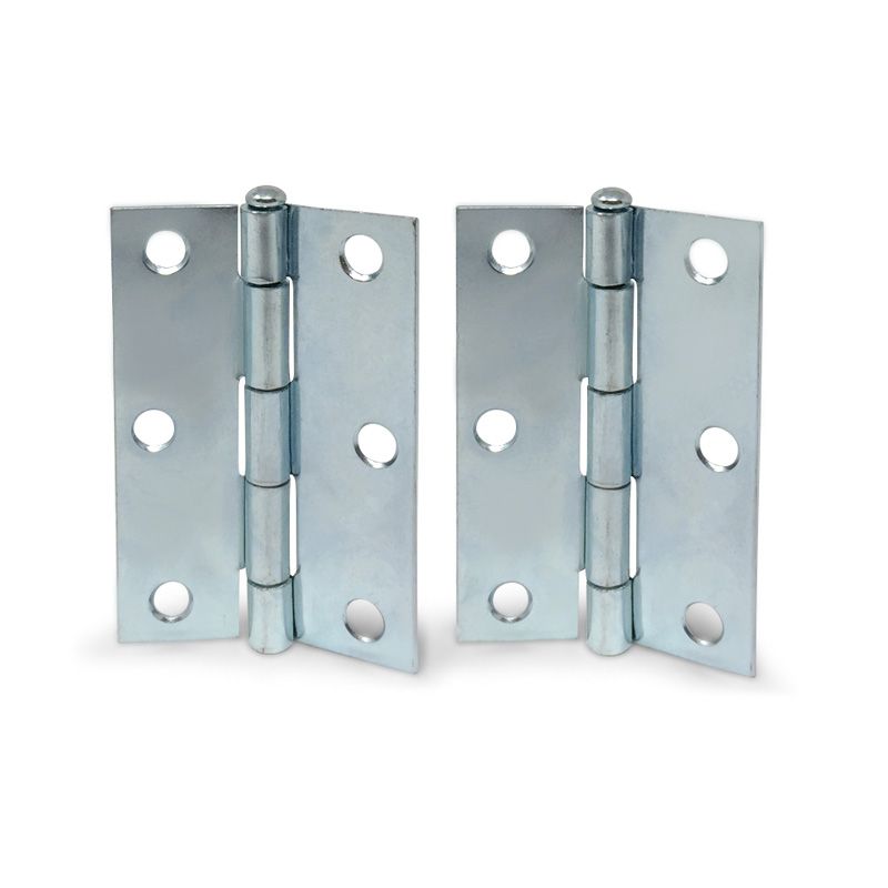 2-Pack 1 1/2 In Narrow Utility Hinge, Zinc Plated, Removable Pin
