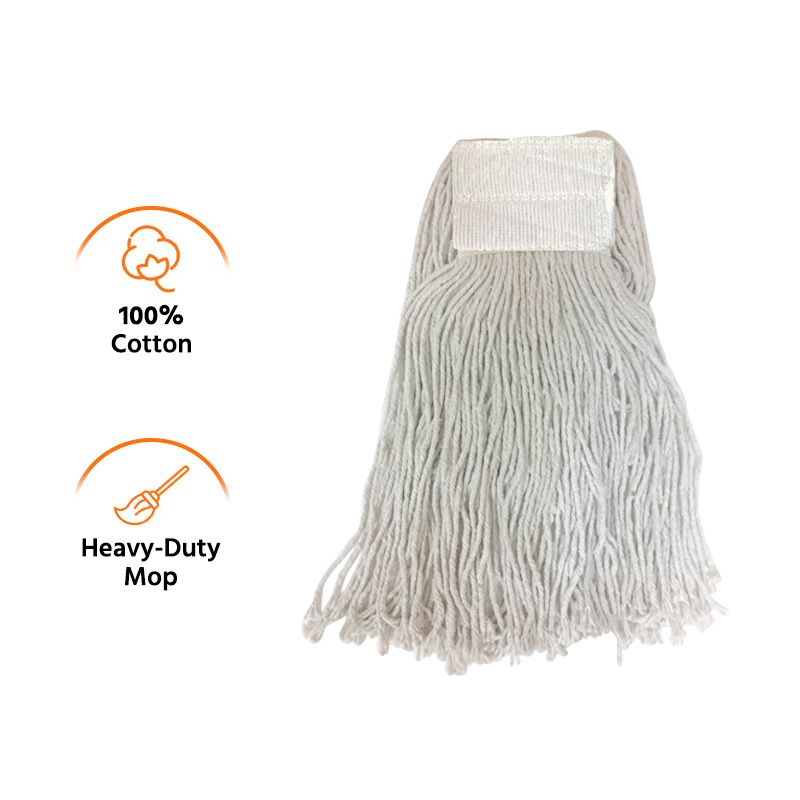 #32 Cotton Wet Mop Head 23.1oz, Natural White, Natural Cut Ends, Heavy-Duty Weight Mop, 100% Cotton