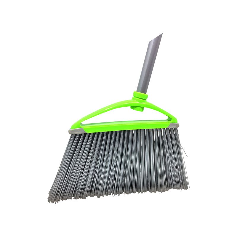 Professional Angle Broom, Extra Large, 4' Wood Handle PVC Coated, Modern Decorative Block, 2 Rubber Bumpers