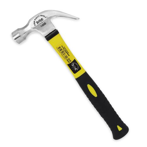 16 OZ Fiberglass Claw Hammer, Black Rubber Grip Handle