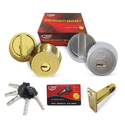 High Security Deadbolt Door Lock, 5 Keys 06, Polished Brass High Security Deadbolt, Satin Chrome High Security Deadbolt