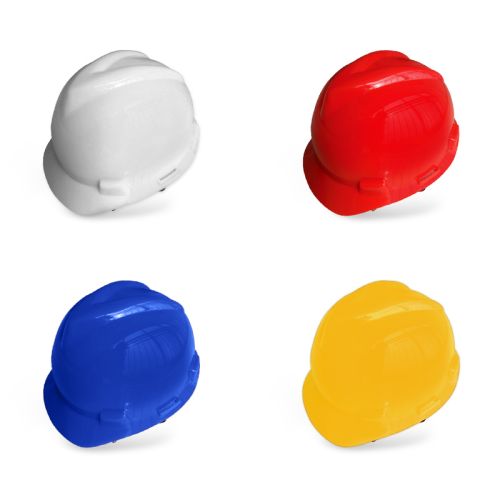 Blue Hard Hat, Adjustable Ratchet Suspension, Washable Sweat Band, Adjustable Chin Wrap, Red Hard Hat, White Hard Hat, Yellow Hard Hat